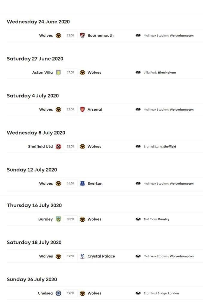 wolverhampton-premier-league-2019-20-remaining-fixtures