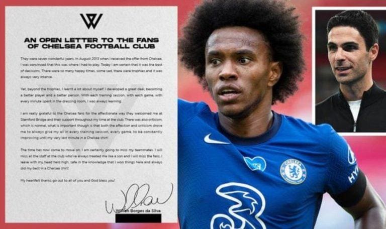 Willian’s emotional farewell letter amid £100k-per-week agreement with Arsenal